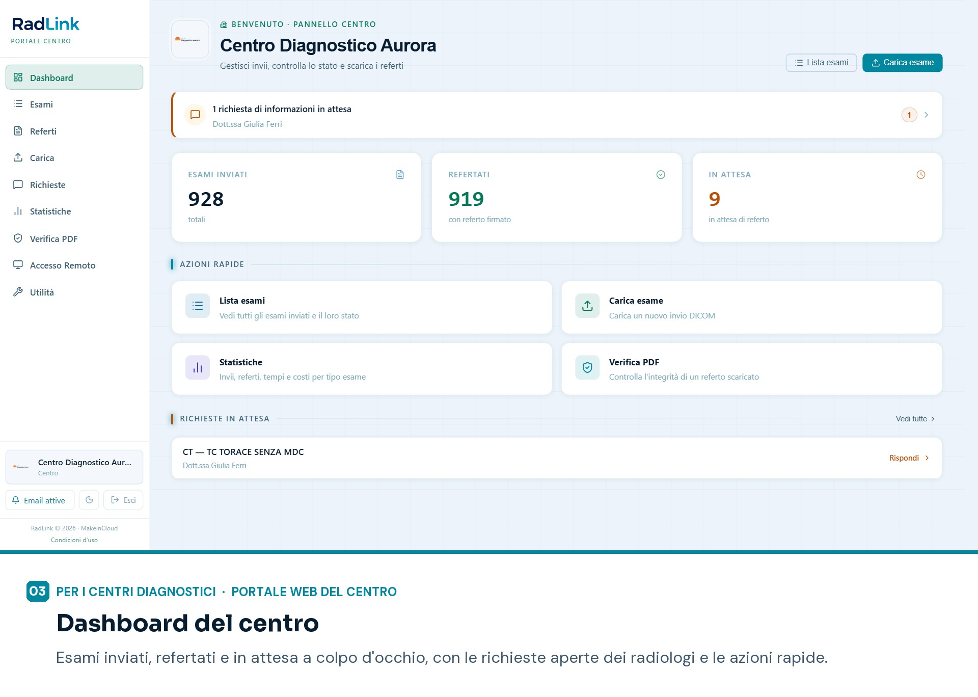 Per i centri diagnostici